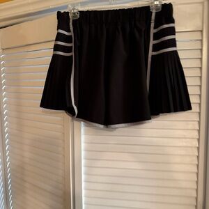Black Athletic Women's Shorts with Gray Stripes